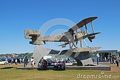 Monument of the biplane, Lisbon, Portugal Editorial Stock Photo