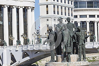 Monument of the Boatmen of Salonica in Skopje - Macedonia Stock Photo