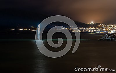 Monument called Havmannen, night photos Editorial Stock Photo