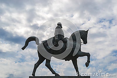 Monument of Carol the First at Revolution Square in Bucharest, Romania Editorial Stock Photo