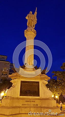 Monument in center of Old San Juan Beautiful Editorial Stock Photo