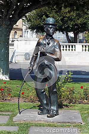 Monument of Charlie Chaplin,Vevey,Switzerland Editorial Stock Photo