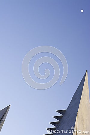 Blue sky with architectural elements. Stock Photo