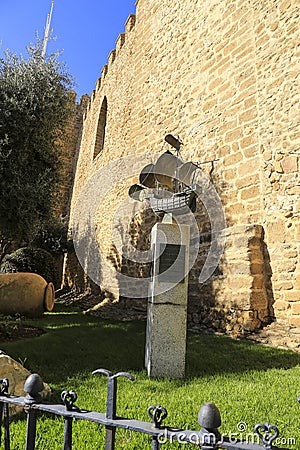 Monument commemorating Bartolome Perez navigator in Rota, Cadiz Editorial Stock Photo