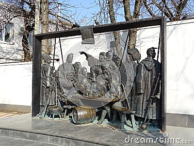 Monument Cossacks writing a letter to the Turkish Sultan Editorial Stock Photo