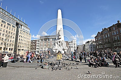 The monument on Dam in Amsterdam Netherlands Editorial Stock Photo