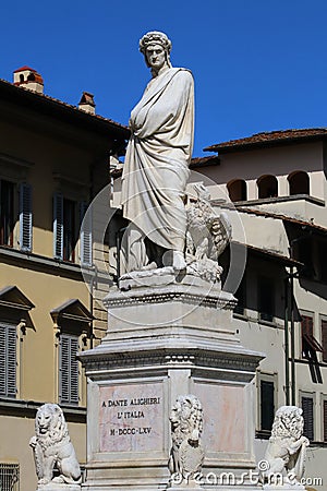 Monument of Dante Alighieri, famous italian poet Stock Photo