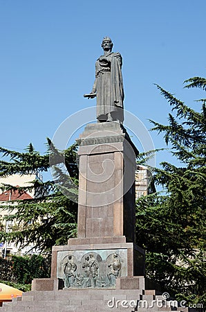 Monument dedicated to famous georgian poet Shota Rustaveli in Tbilisi Editorial Stock Photo