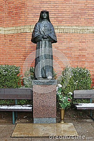 KRAKOW, POLAND -JANUARY 20, 2018: Monument in The Divine Mercy Sanctuary, resting place of Saint Faustina Kowalska, Krakow, Editorial Stock Photo