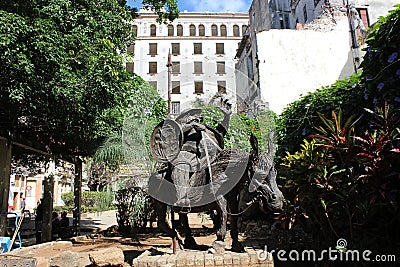 Monument of Don Quixote riding his horse in Old Havana, Cuba Editorial Stock Photo