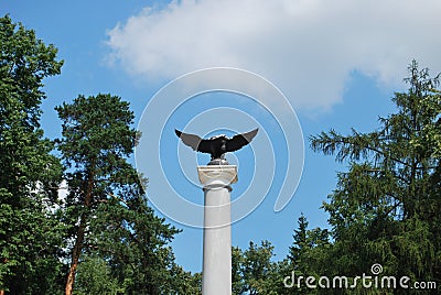 Monument eagle Arkhangelskoye estate Stock Photo