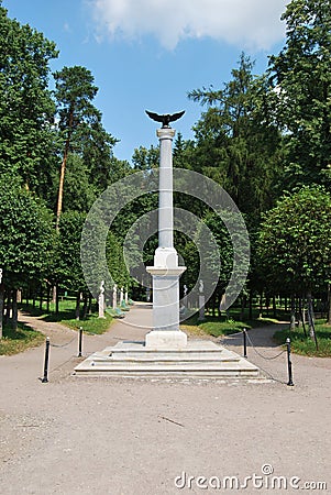 Monument eagle Arkhangelskoye estate Stock Photo
