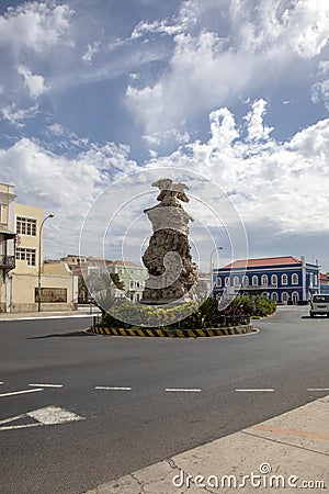 Monument with eagle in Mindelo, Cape Verde Stock Photo