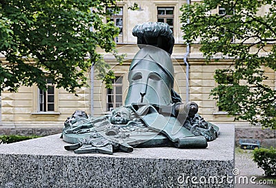 Monument Ehrensvard in the form of knight's helmet, sword Editorial Stock Photo