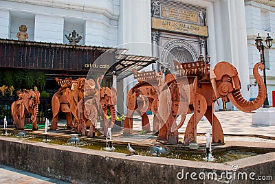 The monument of the elephants.Thailand. Chiangmai. Editorial Stock Photo