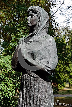 Monument of famous actress Maria Zankovetska in the park in Kiev Ukraine Stock Photo