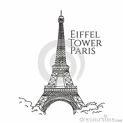 Eiffel tower Paris France sketch Vector Illustration