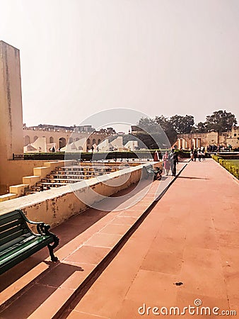 The world`s largest stone sundial, and is a UNESCO World Heritage site-JANTAR-MANTAR JAIPUR RAJASTHAN INDIA Editorial Stock Photo