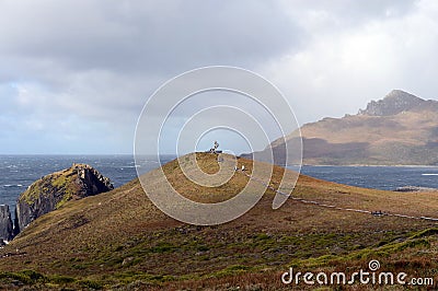 The monument in the form of the Albatross was installed on the island of Gorne in honor of the sailors who died while trying to r Stock Photo