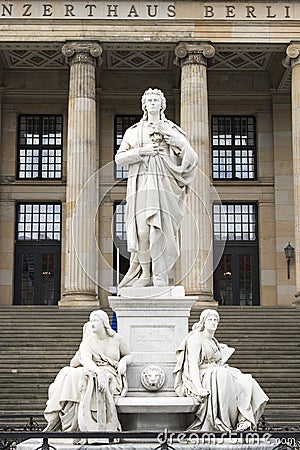 Monument Friedrich Schiller Berlin - Gendarmenmarkt Editorial Stock Photo