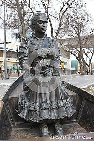 Monument girl in the boat Stock Photo