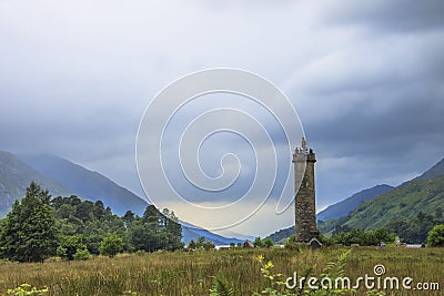 Glenfinnan Monument in Scottish Highlands Editorial Stock Photo