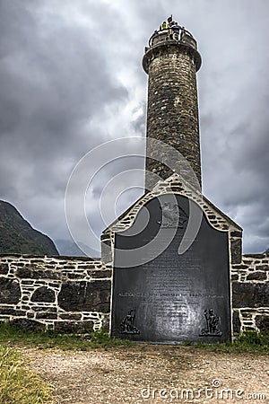 Glenfinnan Monument in Scottish Highlands Editorial Stock Photo