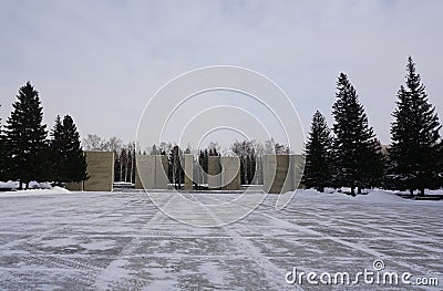 Monument of glory city of Novosibirsk....... Editorial Stock Photo