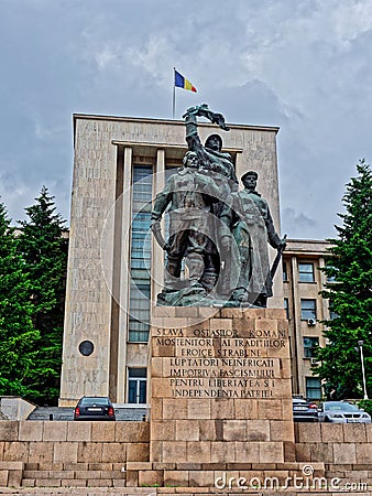 Monument of the Heroes Statue, Carol I National Defence University, Bucharest, Romania Editorial Stock Photo