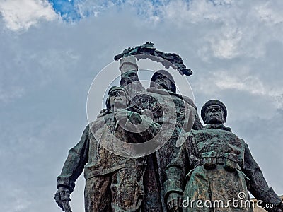 Monument of the Heroes Statue, Carol I National Defence University, Bucharest, Romania Editorial Stock Photo