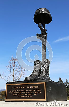 Monument on honor of fallen soldiers lost their life in Iraq and Afghanistan in Veterans Memorial Park, City of Napa Editorial Stock Photo