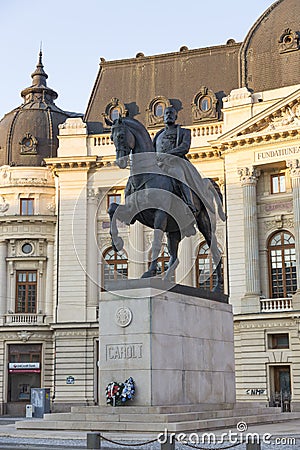 Monument in honor of the ruler of Carol I - the first king of Romania Editorial Stock Photo