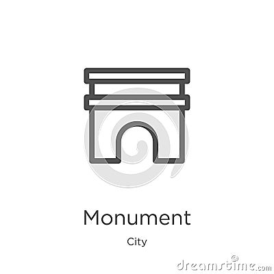 monument icon vector from city collection. Thin line monument outline icon vector illustration. Outline, thin line monument icon Vector Illustration