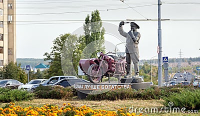 Monument incorruptible road policeman. Belgorod. Russia Editorial Stock Photo