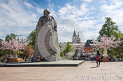 Monument Karl Marx on the Teatralnaya square in center of Moscow Editorial Stock Photo