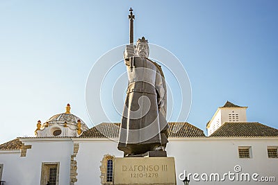 Monument of king Alfonso III in front of museum in Faro, Algarve, Portugal Editorial Stock Photo