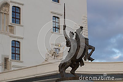 Monument of King Svatopluk I at Honorary Courtyard of Bratislava Castle Editorial Stock Photo