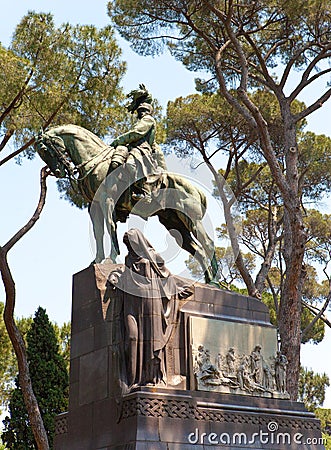 Monument king Umberto I in Villa Borghese park , Rome, Italy Stock Photo