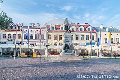Monument of Kosciuszko on Main Square in old town of Rzeszow Editorial Stock Photo
