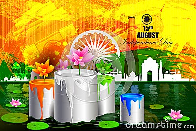 Monument and Landmark on Indian Independence Day celebration background Vector Illustration