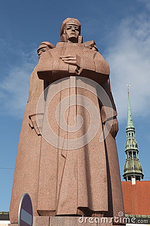Monument for the Latvian Riflemen in Riga, Latvia. Editorial Stock Photo