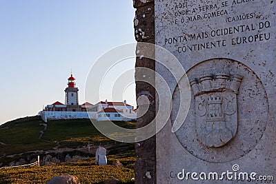 Monument and Lighthouse at Cabo da Roca Editorial Stock Photo