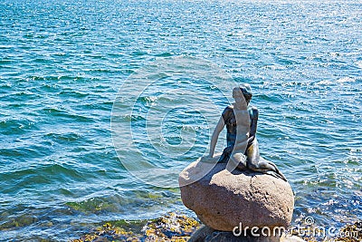 The monument of the Little Mermaid in Copenhagen, Denmark Editorial Stock Photo