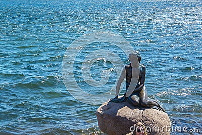 The monument of the Little Mermaid in Copenhagen, Denmark Editorial Stock Photo