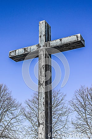 Monument. Metal cross of memory. Editorial Stock Photo