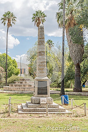 Monument in Middelburg honouring citizens fallen in Anglo-Boer W Editorial Stock Photo