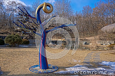 A monument near the border with North Korea. Editorial Stock Photo