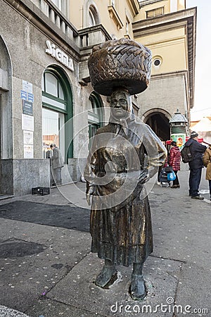 Monument of the peasant woman in Zagreb, Croatia Editorial Stock Photo