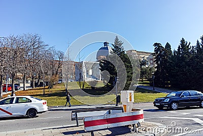 Monument of the People of Madrid at Paseo de la Castellana street in City of Madrid Editorial Stock Photo