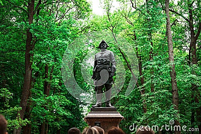 Monument of Peter the Great in lower park of Peterhof in St. Petersburg, Russia Editorial Stock Photo